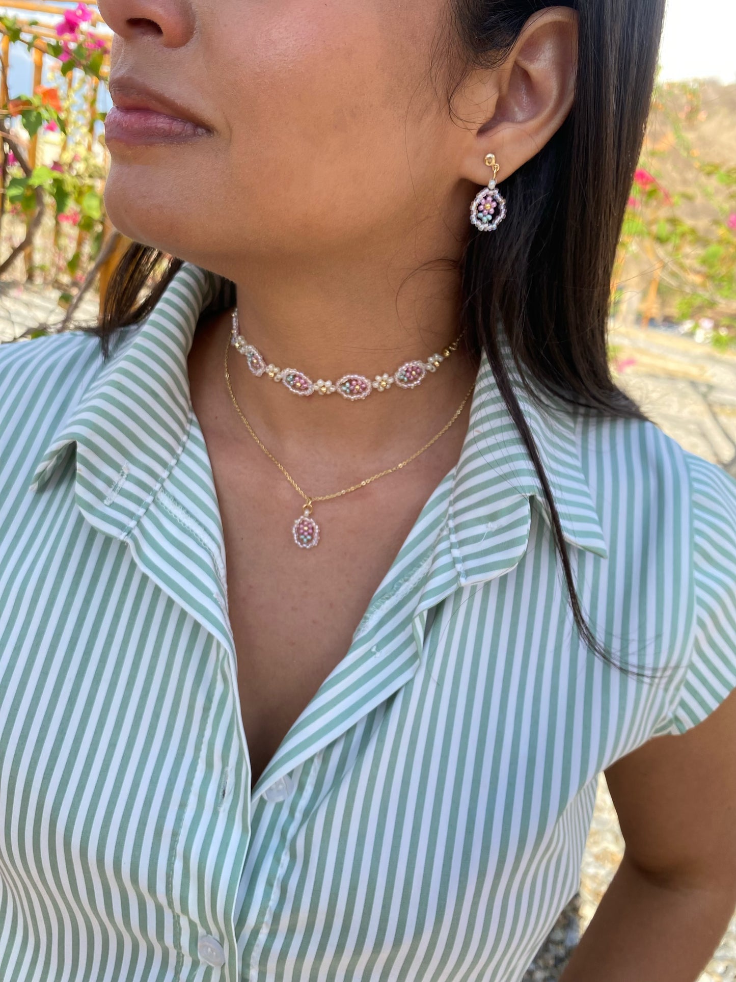 Collar dije Vintage Flowers