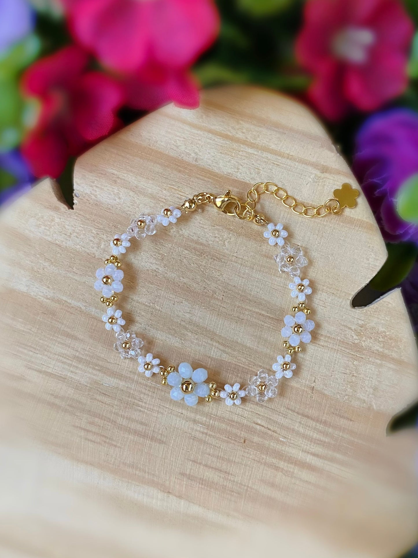 Pulsera Frozen Flowers blanca