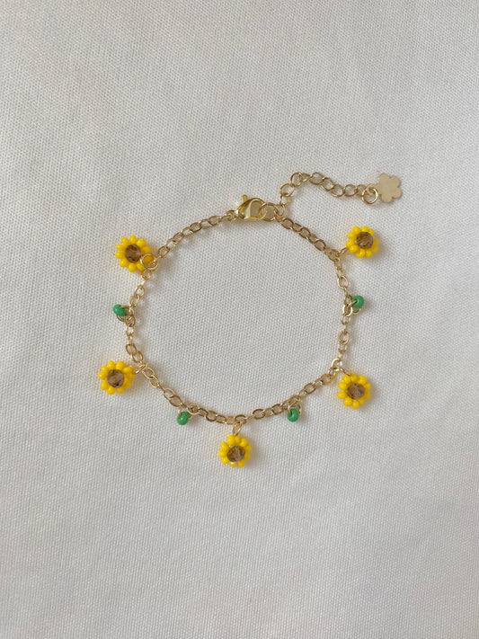 Blooming Sunflower Bracelet (with leaves)