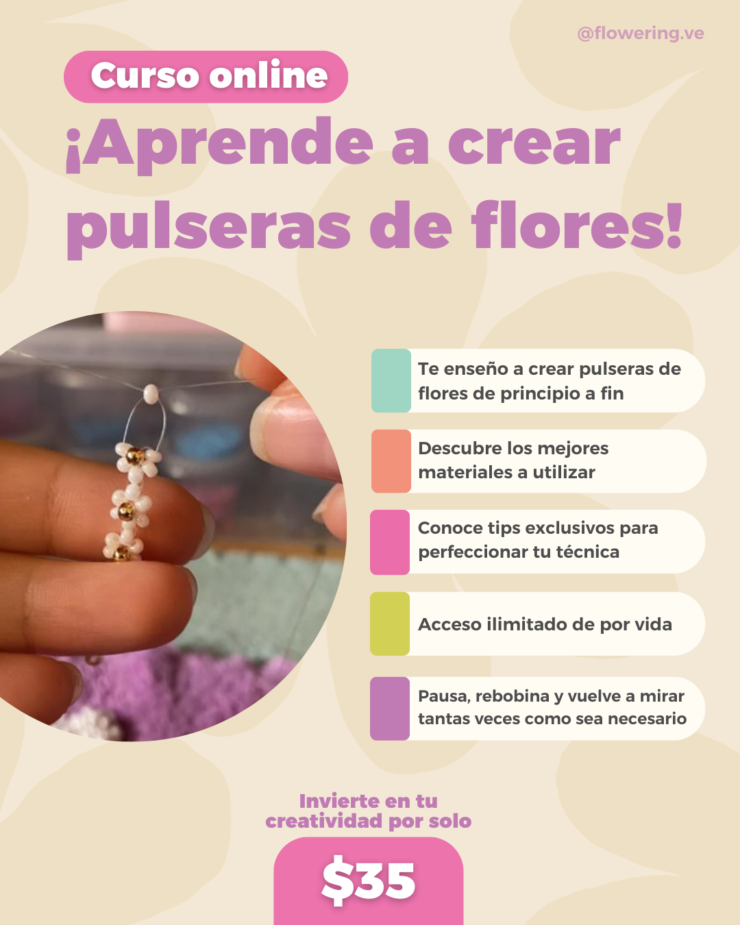 Online Course - Learn to Make Flower Bracelets!