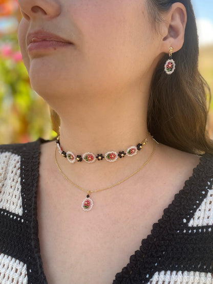 Collar dije Vintage Flowers