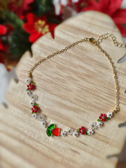 Choker de tulipán rojo