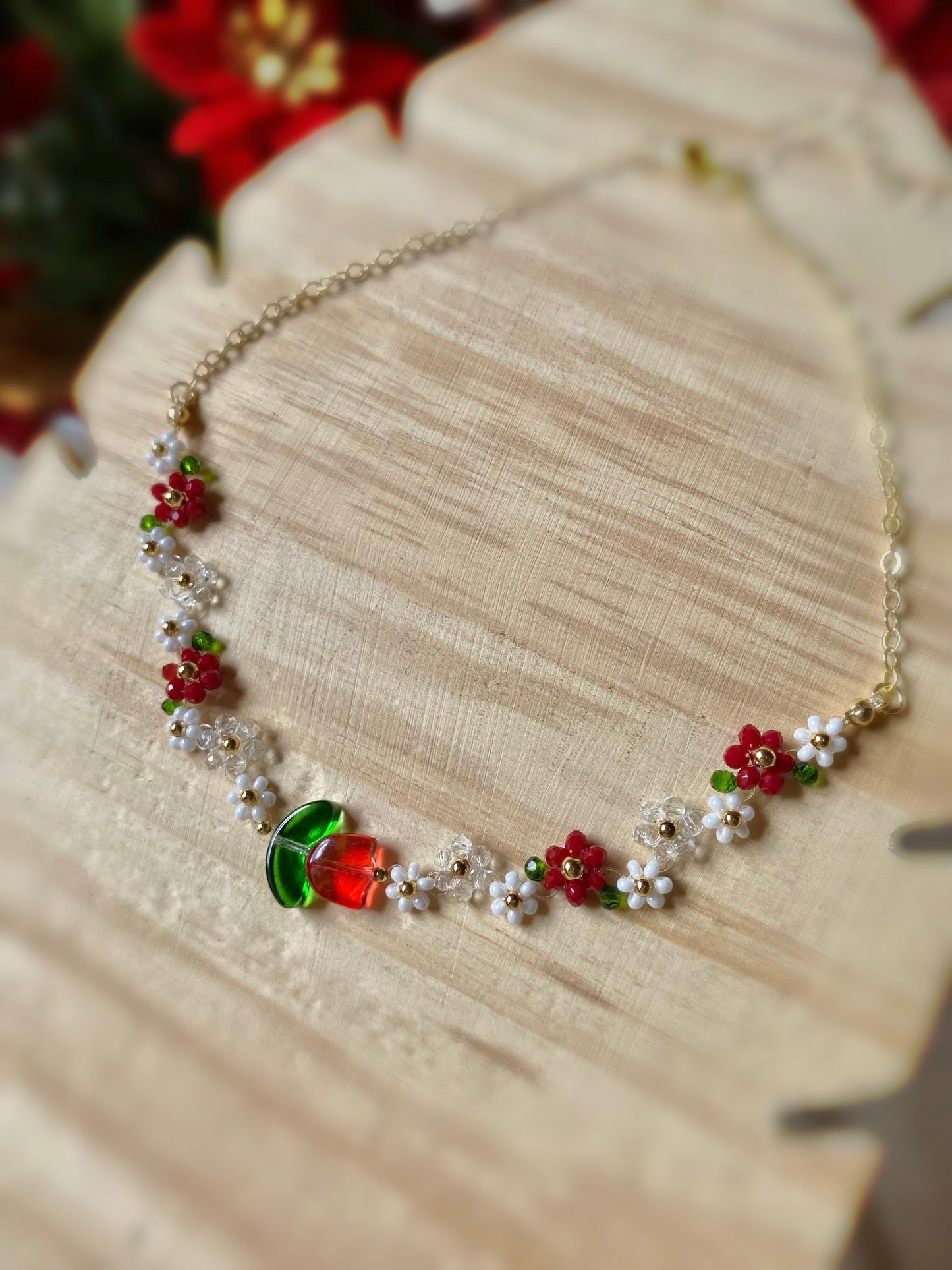 Choker de tulipán rojo