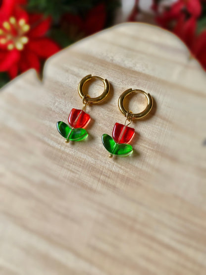 Argollas de tulipán rojo
