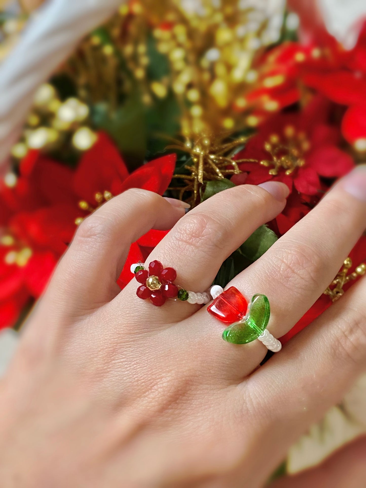 Anillos flor grande juego tulipán