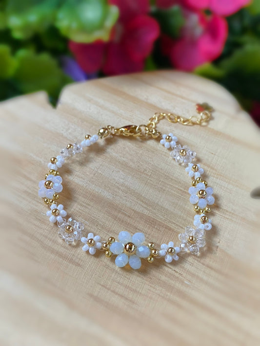 Pulsera Frozen Flowers blanca