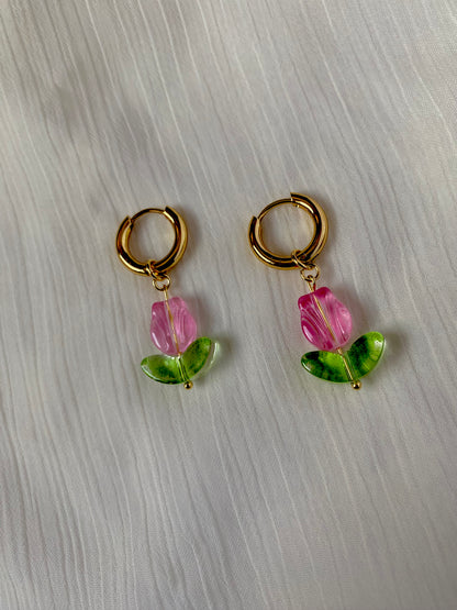 Argollas de tulipán rosa