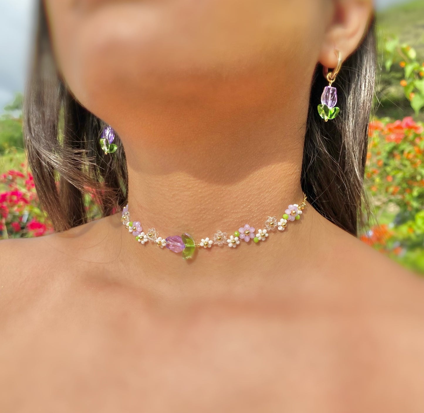 Choker de tulipán lila