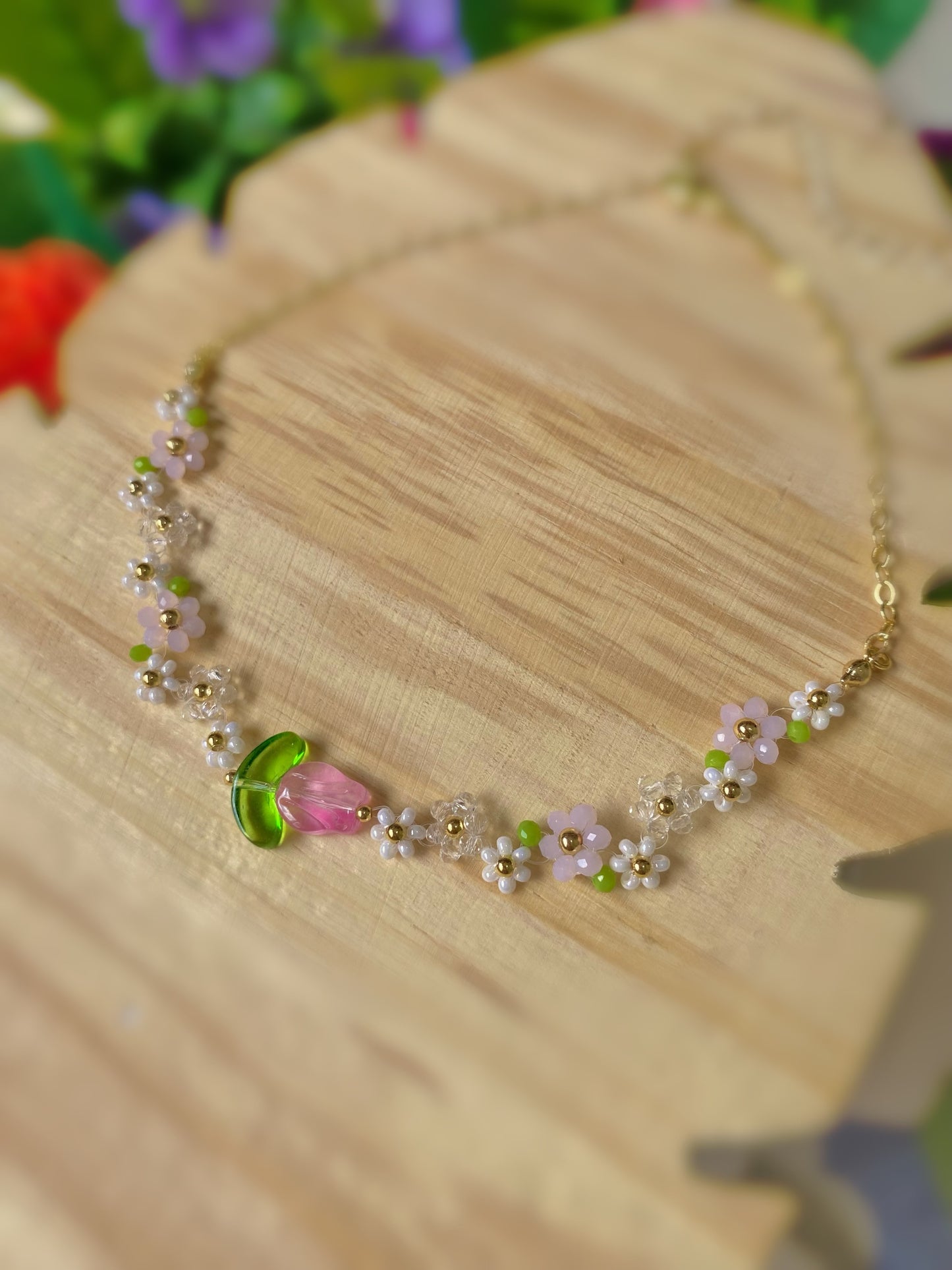 Choker de tulipanes rosa